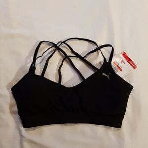 Puma women's size xs Yogini Lux Strappy padded black bra, NWT